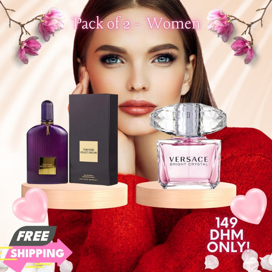 Pack of 2 - Women (Versace Bright Crystal + Tom Ford Velvet Orchid)