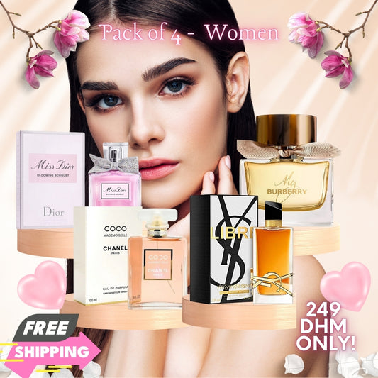 Pack of 4 - Women (Miss Dior Blooming Bouquet + Coco Mademoiselle BY CHANEL + YSL Libre + My Burberry EDP)