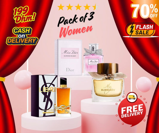 Pack of 3 - Women (Miss Dior + My Burberry + YSL Libre)
